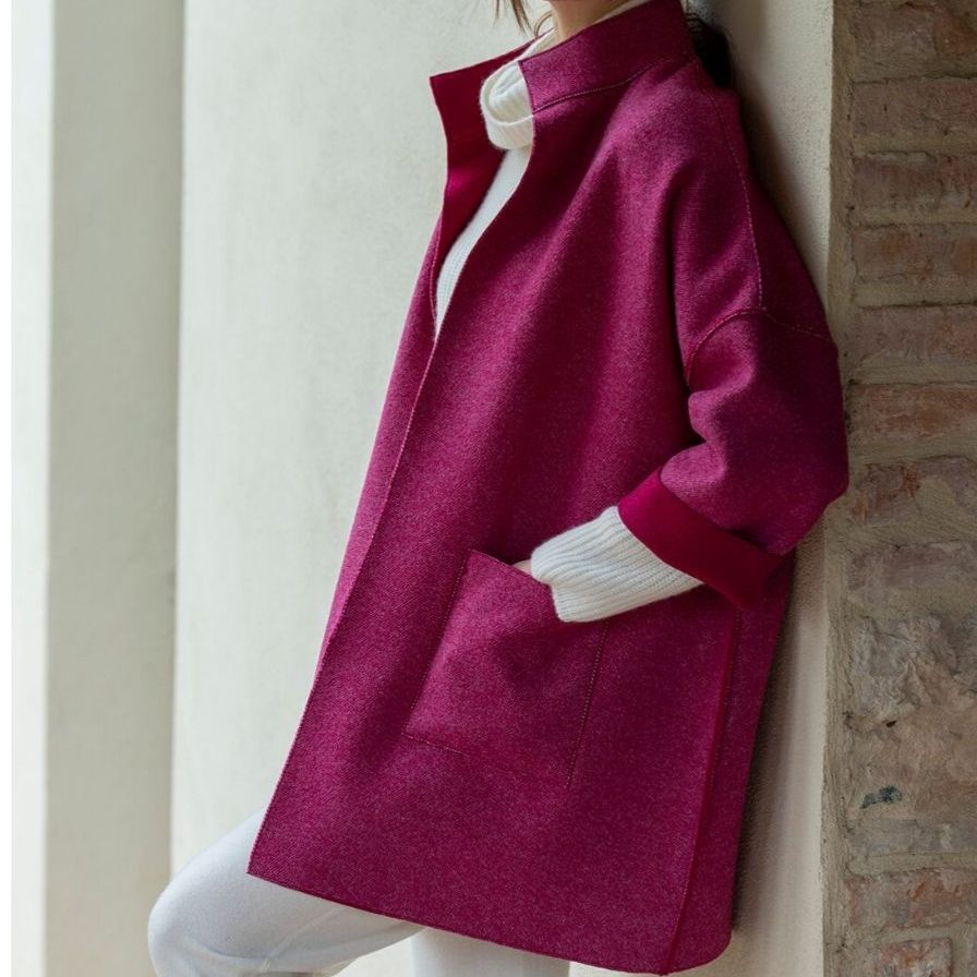 DONNA Les Boutiques - Coat knit cashmere double twotones reversable 2pl