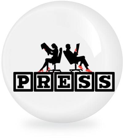 Image de silhouettes lisant le journal assis sur des cubes formant le mot PRESS
