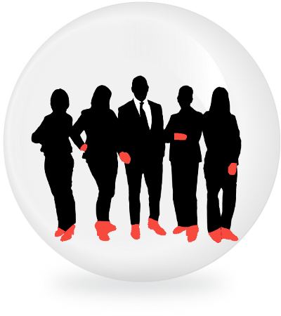 Image de 5 silhouettes debout qui forme un groupe de commerciaux en formation de Vente Analytique©