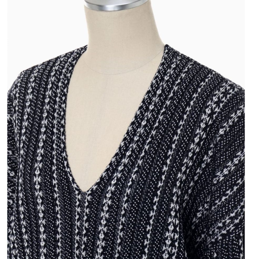 DONNA Les Boutiques - Sweater V-neck knit twotone navywhite