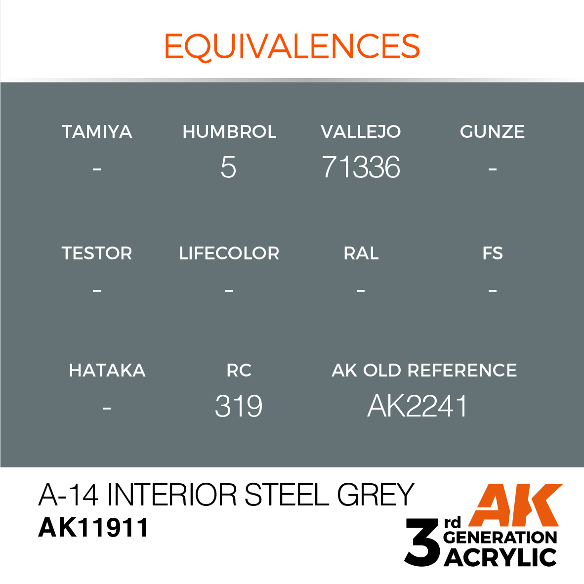 AK 3GEN Air - A-14 Interior Steel Grey - AK11911