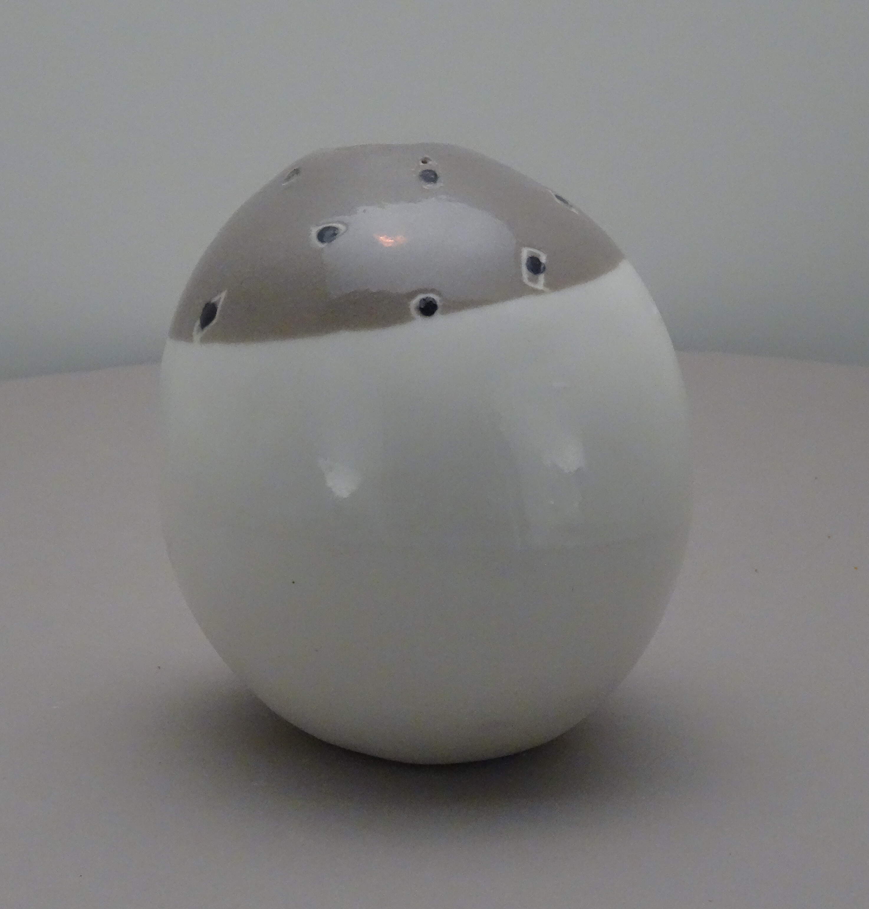 Vase rond porcelaine blanc/gris 083-1
