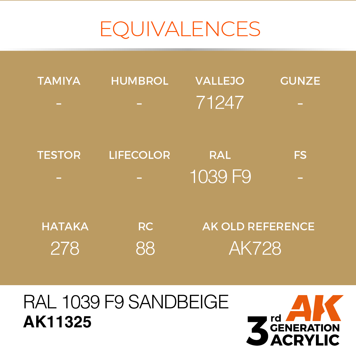 AK 3GEN AFV - RAL 1039 F9 Sandbeige - AK11325