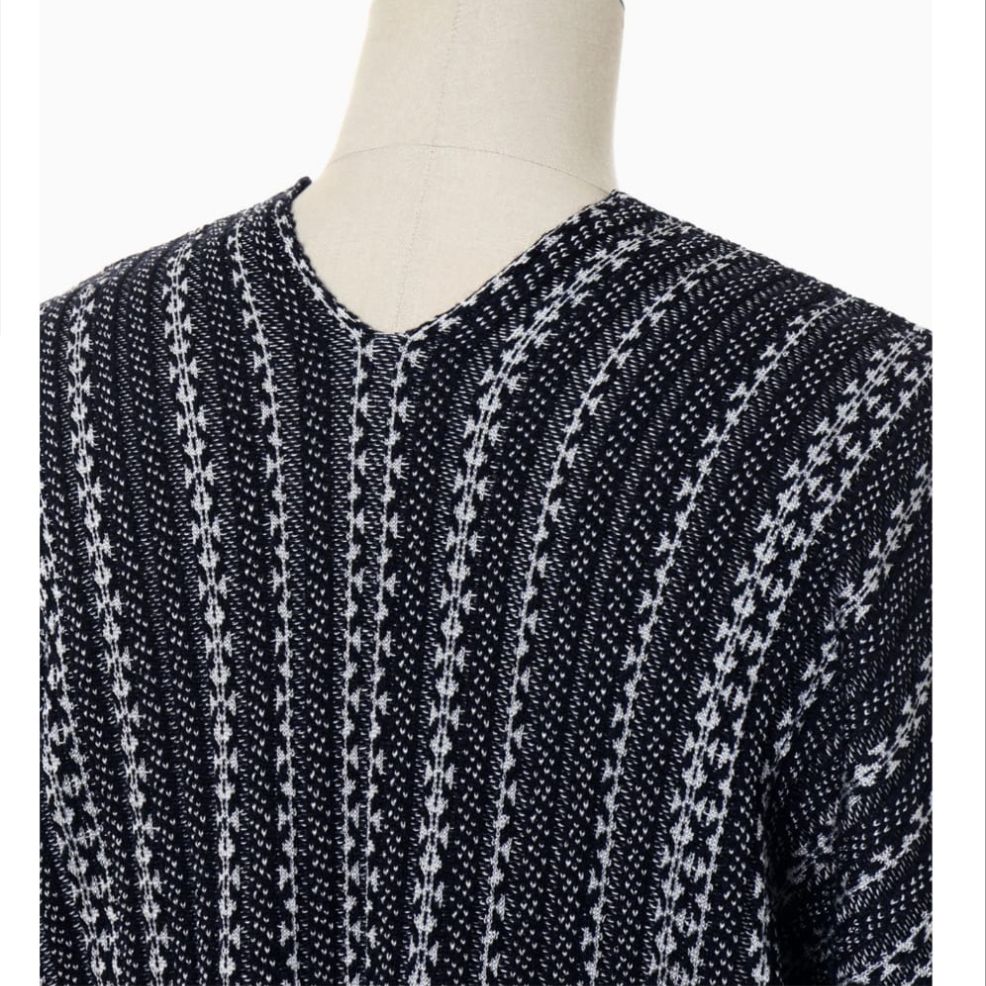 DONNA Les Boutiques - Sweater V-neck knit twotone navywhite
