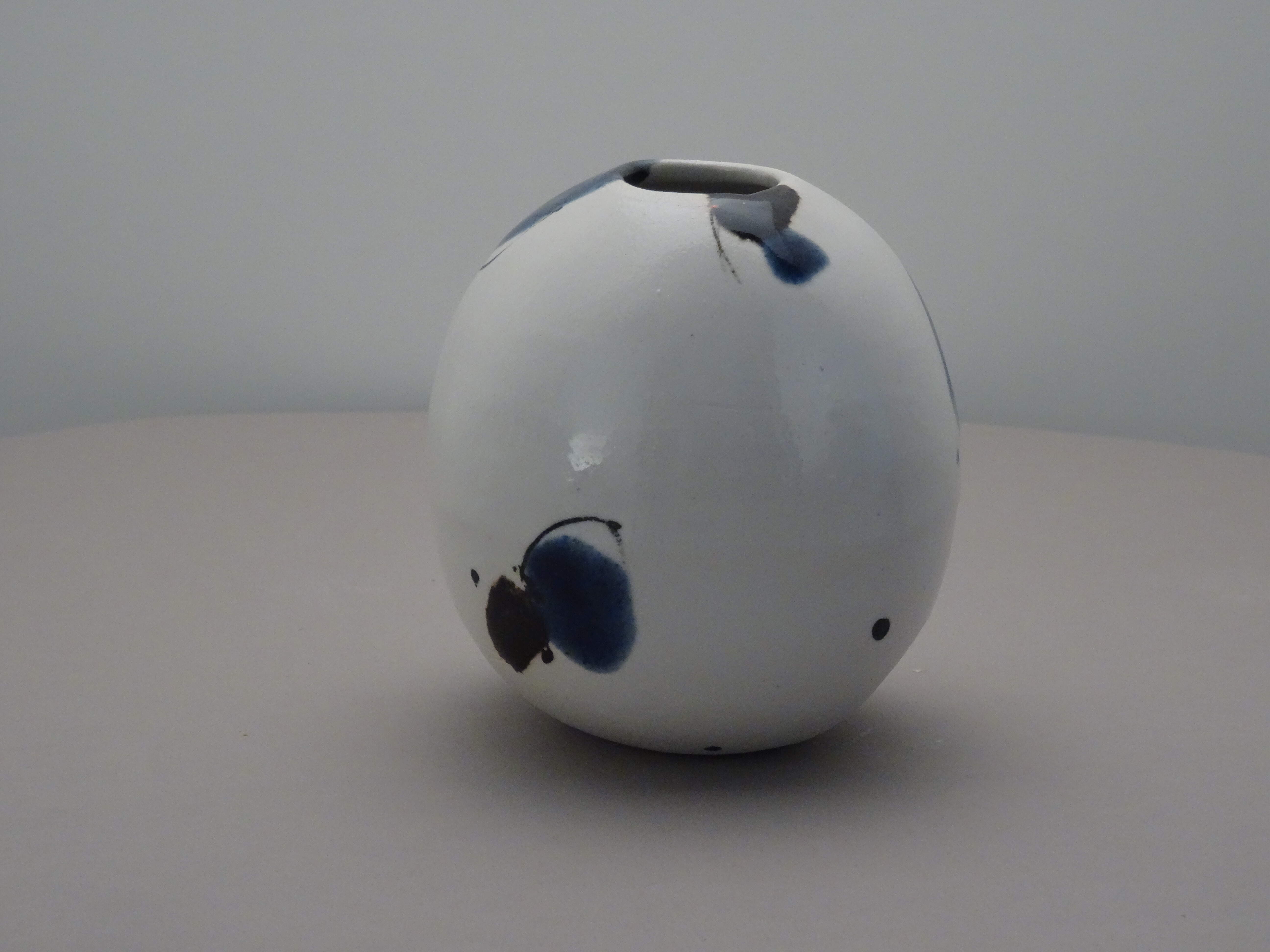 Vase rond porcelaine bleu 080-2