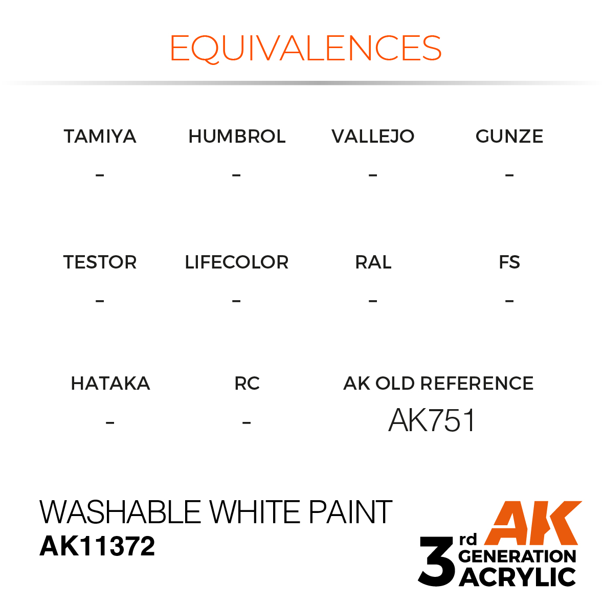 AK 3GEN AFV - Washable White Paint - AK11372