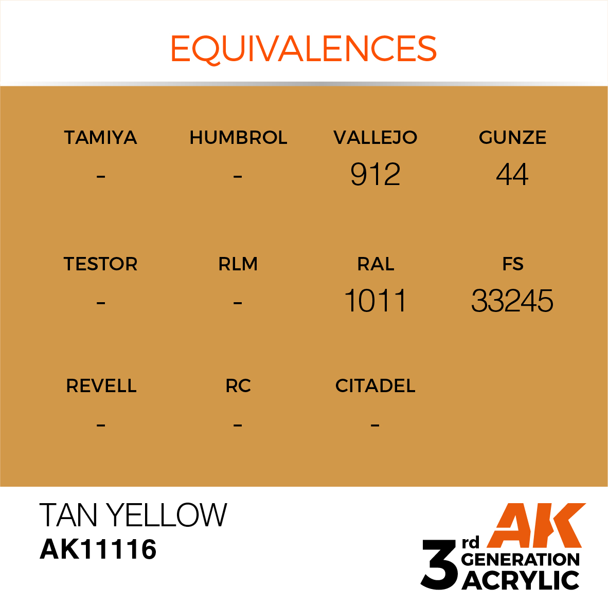 AK 3GEN Standard - Tan Yellow - AK11116