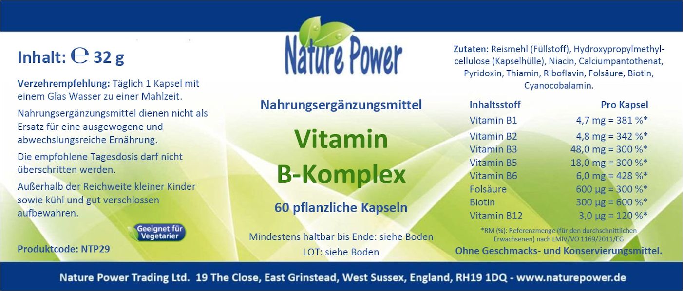 Vitamin B Komplex 60 pflanzliche Kapseln