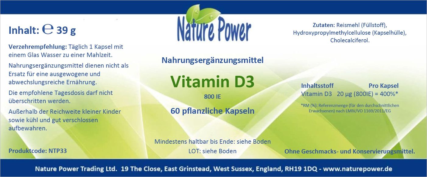 Vitamin D3 60 pflanzliche Kapseln