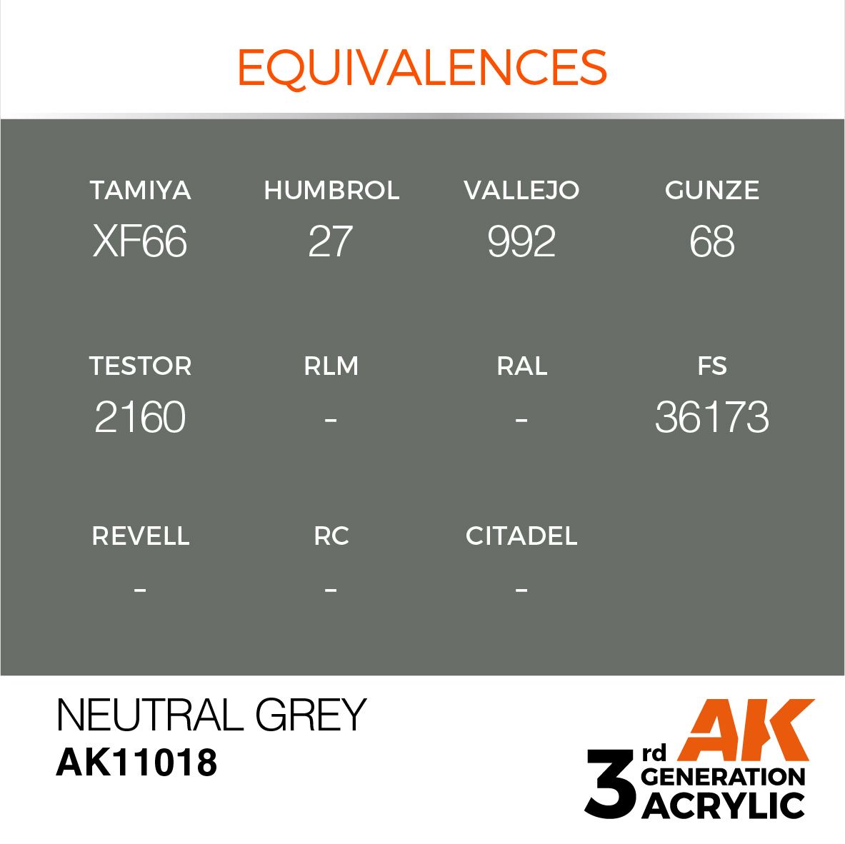 AK 3GEN Standard - Neutral Grey - AK11018