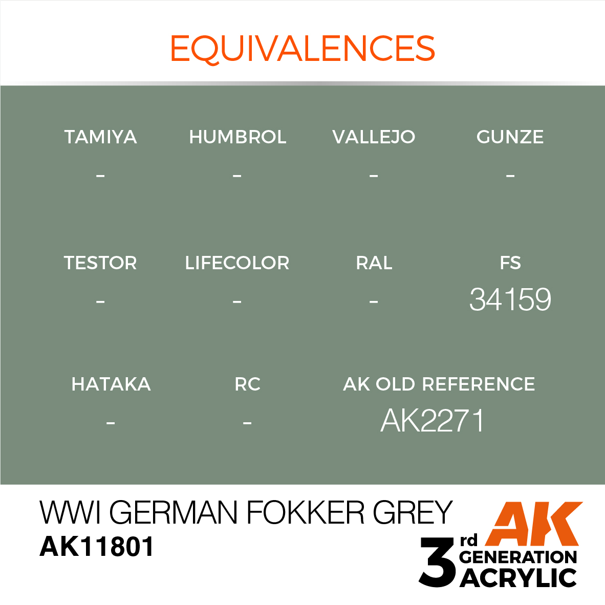 AK 3GEN Air - WWI German Fokker Gray - AK11801