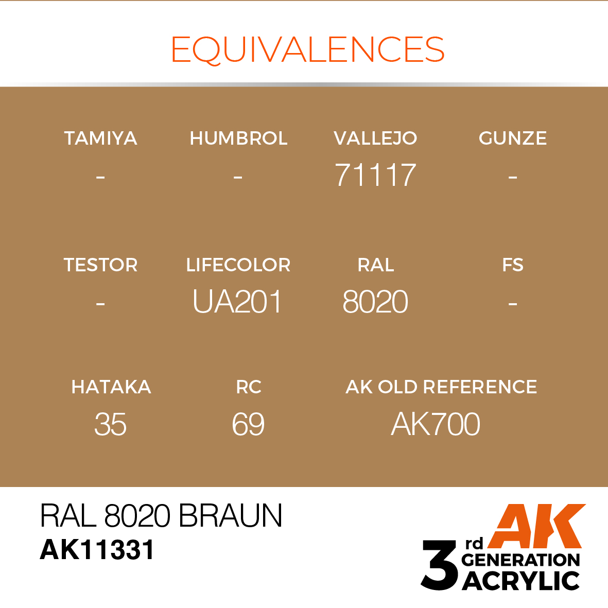 AK 3GEN AFV - RAL 8020 Braun - AK11331