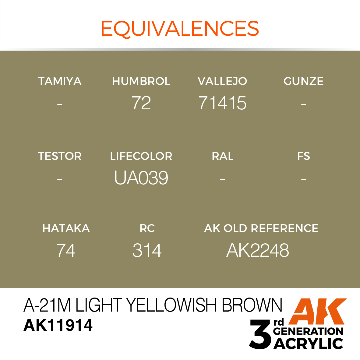 AK 3GEN Air - A-21m Light Yellowish Brown - AK11914